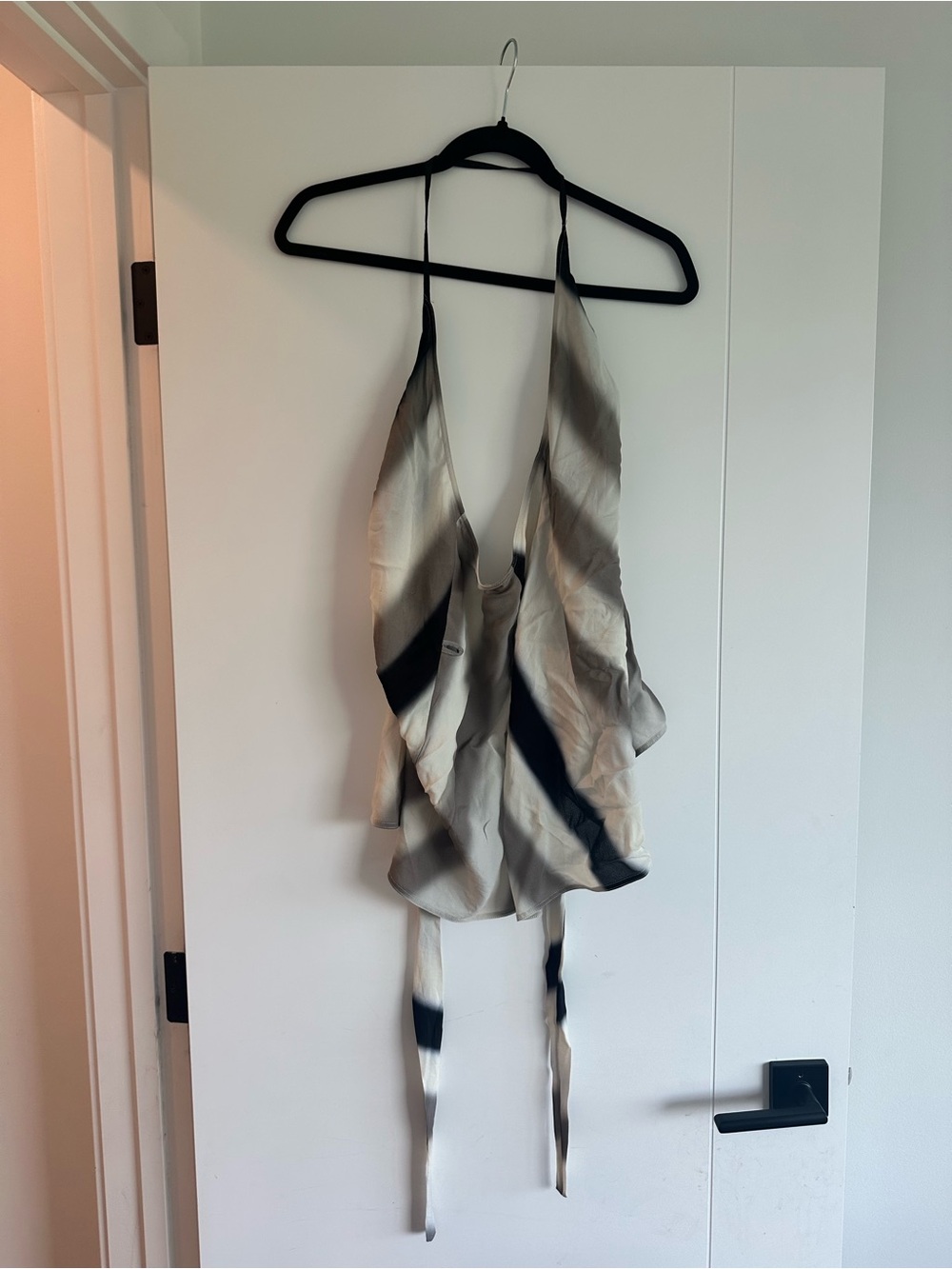 Rick Owens Beige and Black Silk Halter Camisole